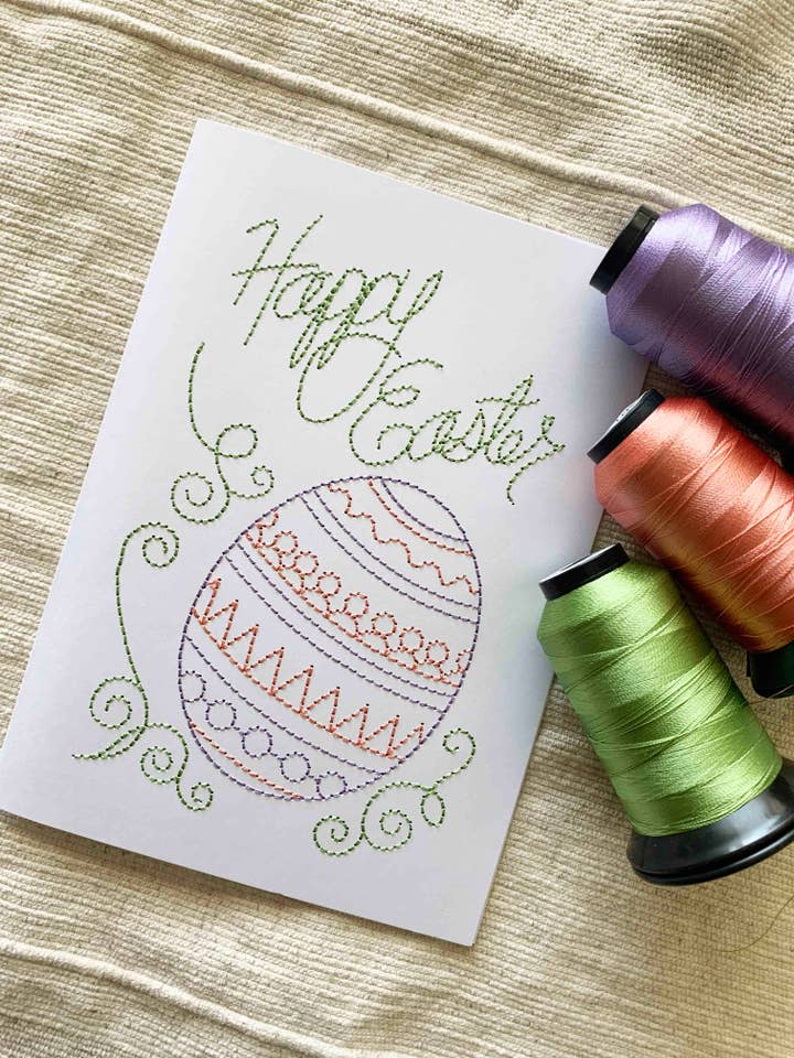 Carte de voeux brodée Happy Easter Egg 5" x 7" pour la vente par M&N Mercantile