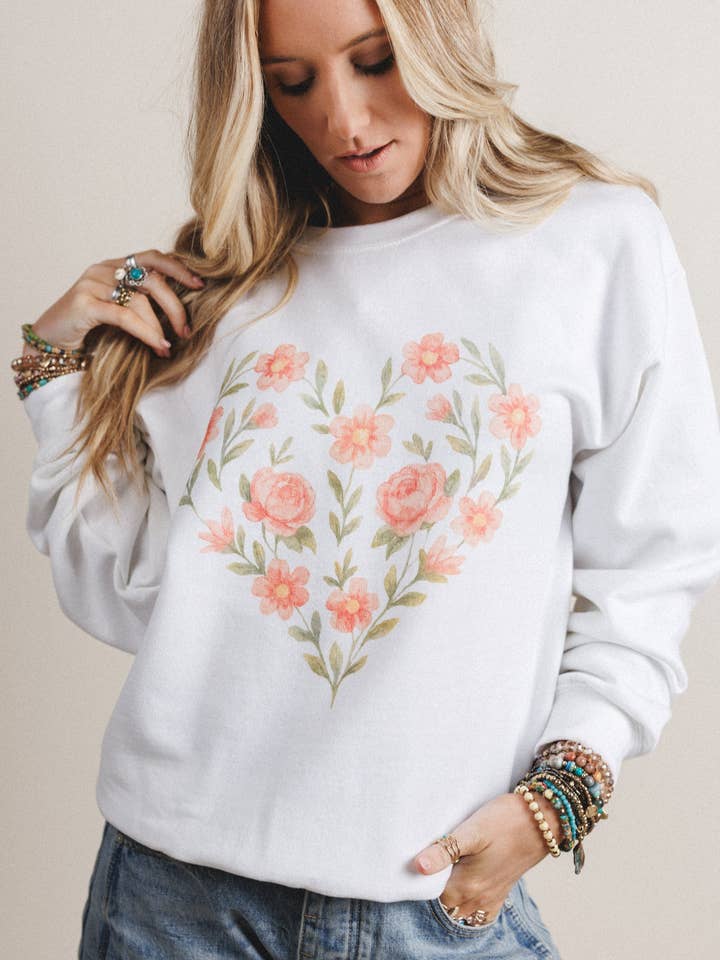The Nest Lover Gal Sweatshirt - White for wholesale by Three Bird Nest