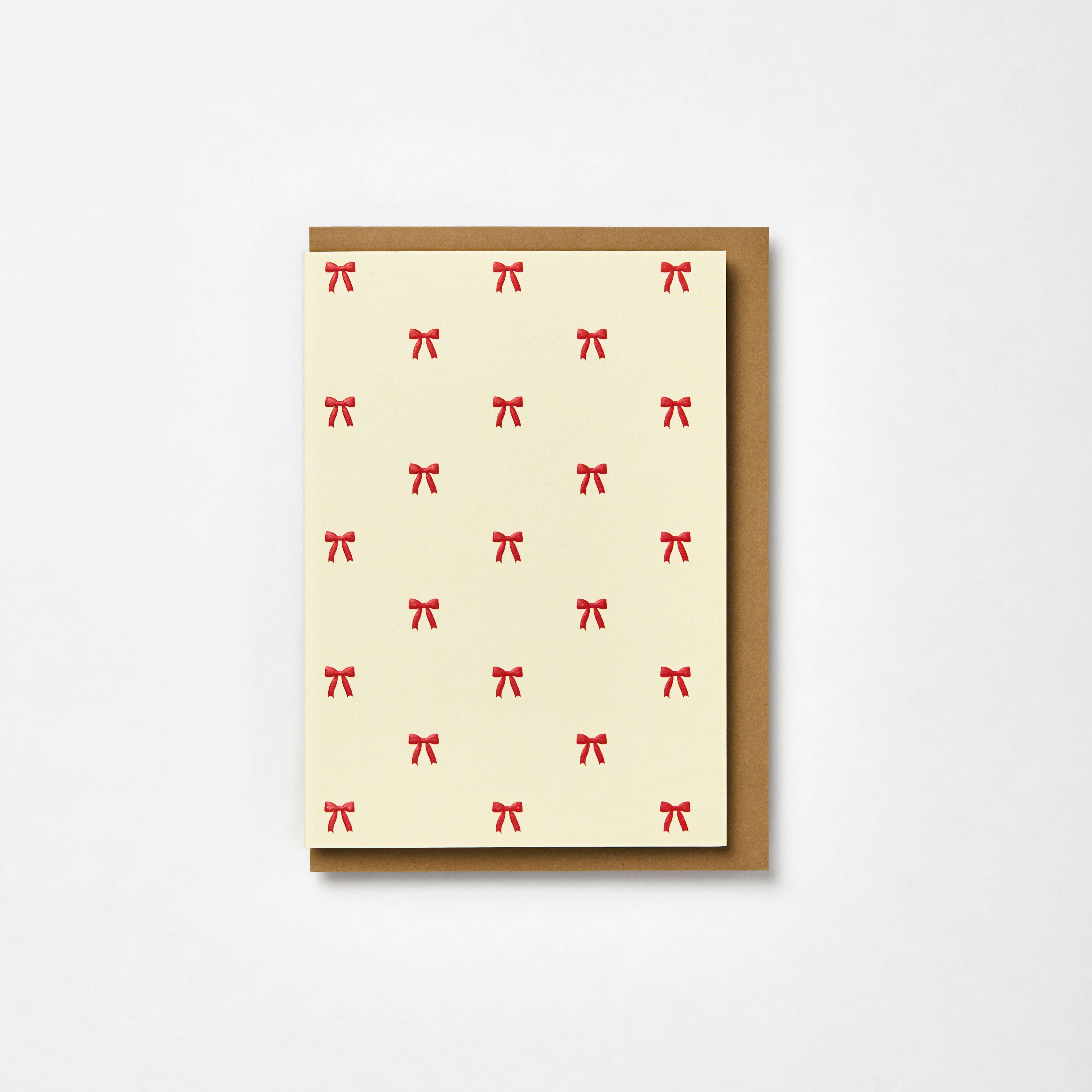 Kinshipped – wholesale Christmas card – Little bows blank seasonal Christmas card0