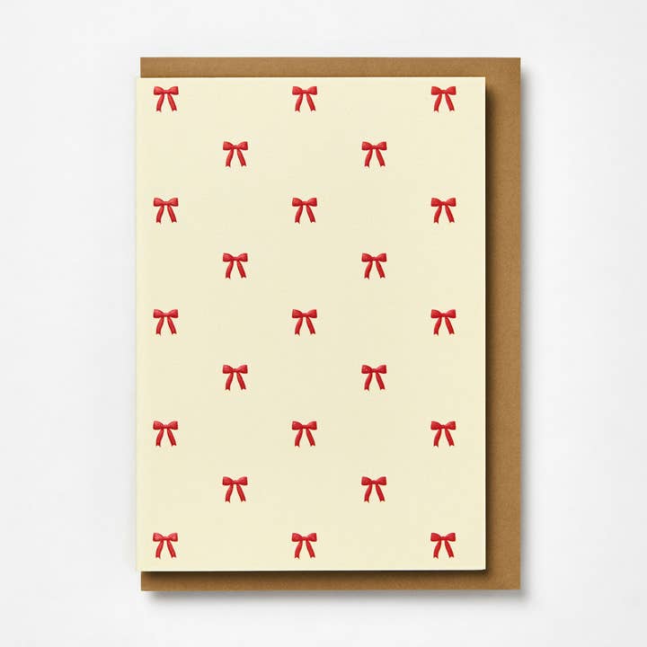 Little bows blank seasonal Christmas card for wholesale by Kinshipped