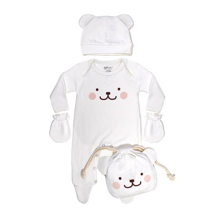 Beary Happy - Ensemble nouveau-né - 100% Bio pour la vente par SoftBaby Clothing