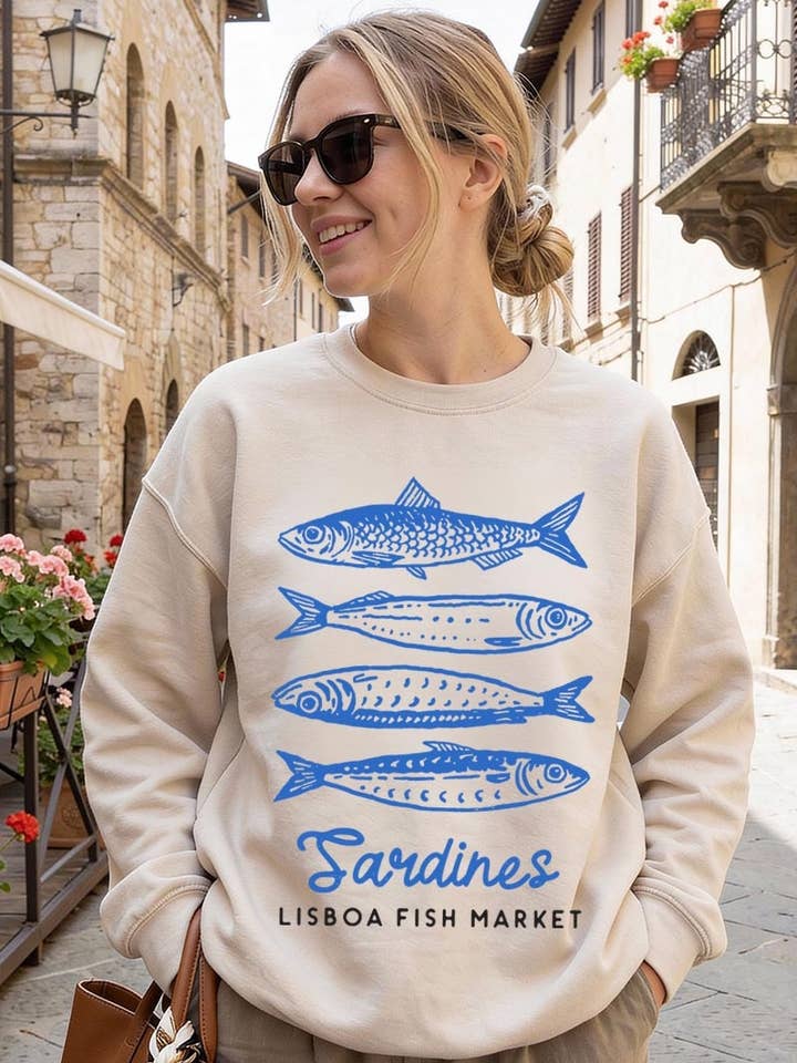Sardines Fish Market Graphic Plus Sweatshirt for wholesale by Pink Irene Wholesale