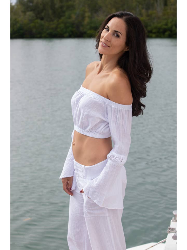 Cotton Natural - Wholesale Blouse - Women's - Flare Off-Shoulder Top2