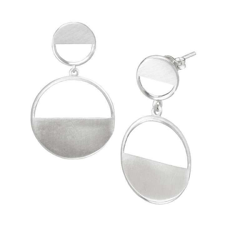 Shimmering Disks Disks Duo Statement Ohrringe Silber für den Großhandel von Protsaah