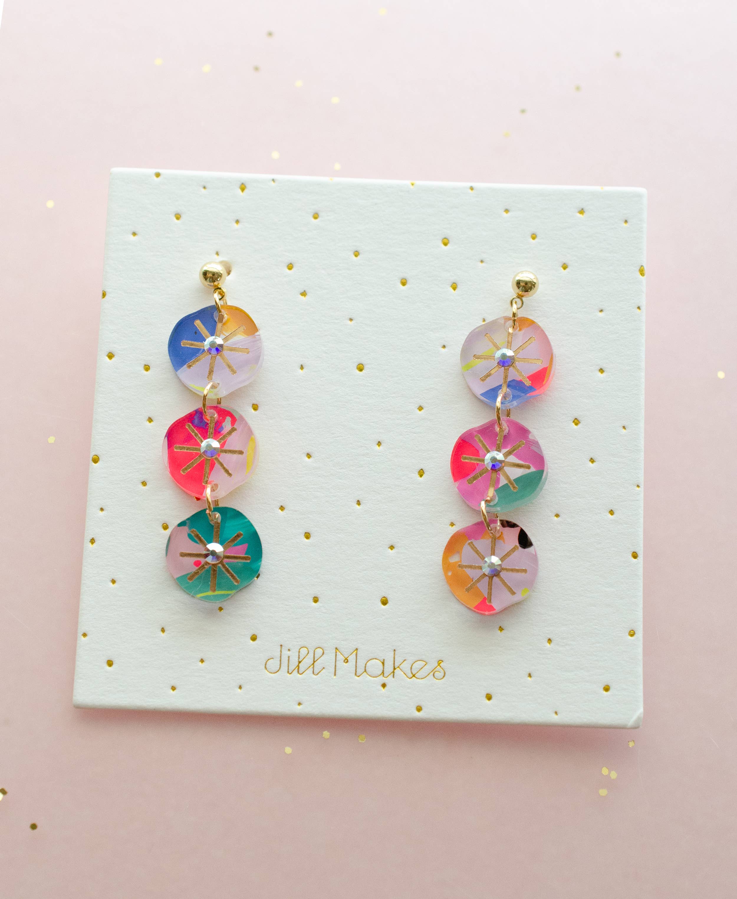 Jill Makes - Wholesale Dangle Earrings - Handpainted Colorful Abstract Dangle Earrings2