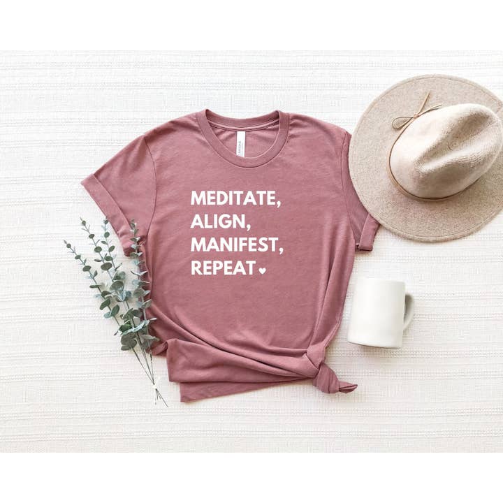 Meditate Align Manifest Repeat T-shirt for wholesale by VibeClothing