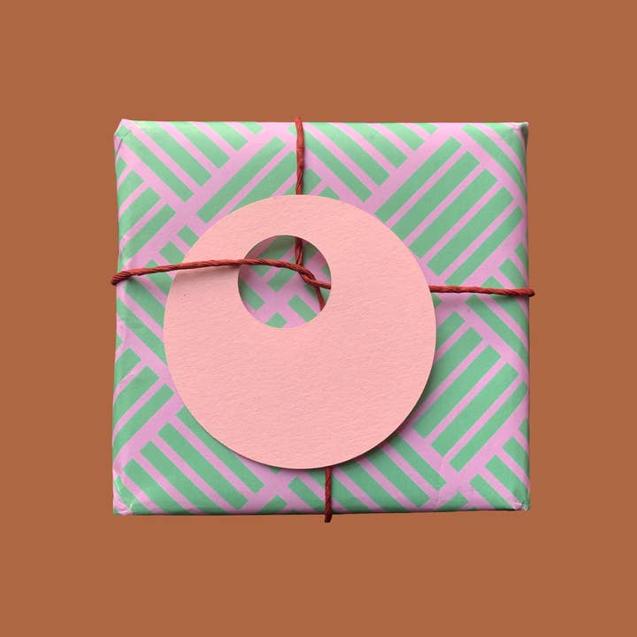 TenTa - Wholesale Wrapping Paper Roll - Mint & Lavender-Pink Basketweave Geometric Wrapping Paper3