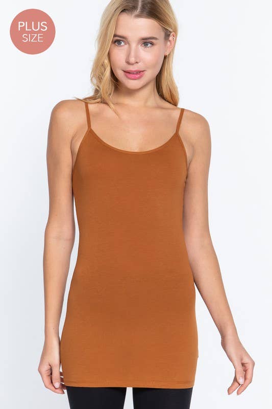 Active Basic | Active USA - Vente Caraco – femme - [GRANDE TAILLE] Camisole Basique avec Bretelles Spaghetti Réglables0