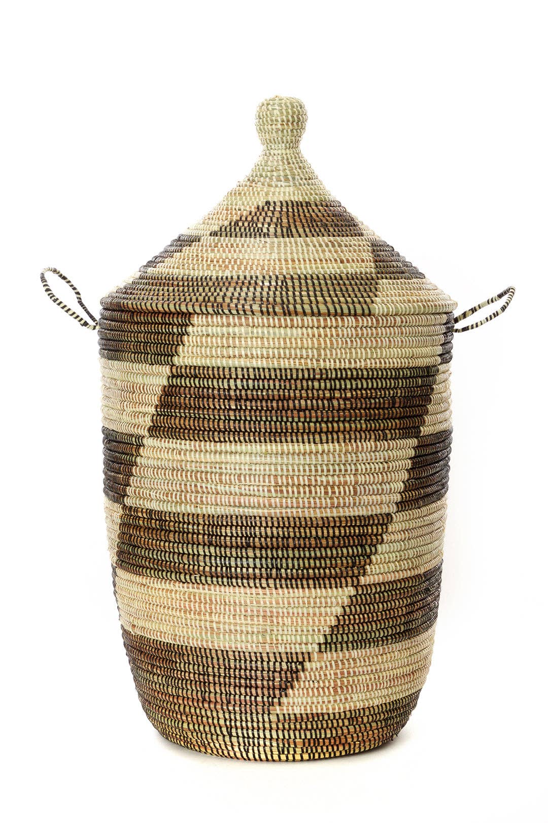 African Modern - Wholesale Basket - Set of Three Black and Beige Mixed Pattern Hampers3
