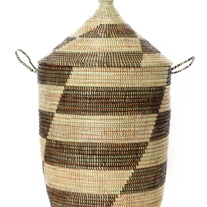African Modern - Wholesale Basket - Set of Three Black and Beige Mixed Pattern Hampers3