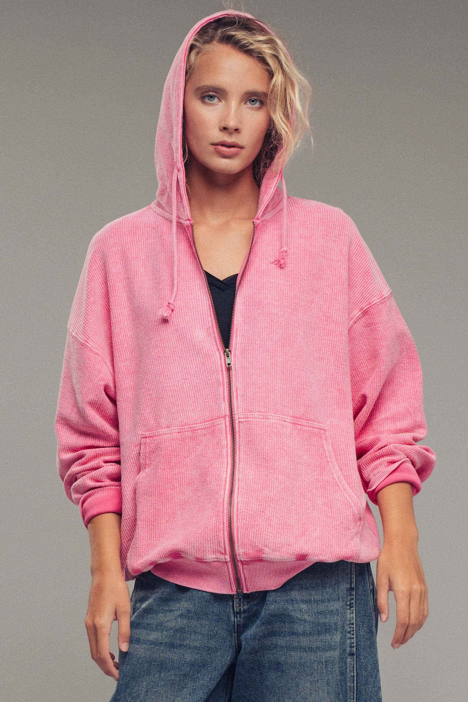 Urban Daizy - Wholesale Hoodie - Women's - Oversized Ribbed Dolman Sleeve Hoodie24