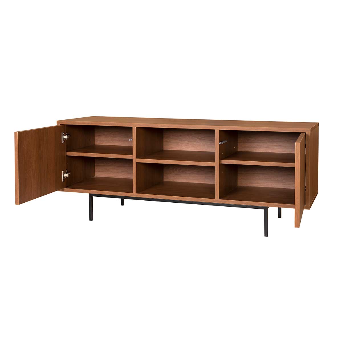 Gdeco - Wholesale Console Table - Push TV Cabinet 2 Doors + 2 Holes Melamine Canaleto Nogal2