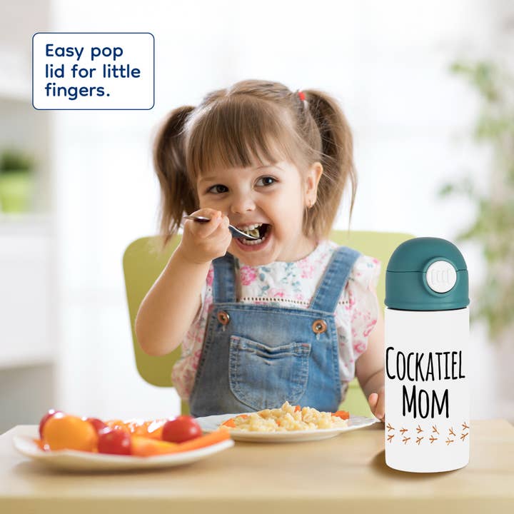 3dRose - Vente Bouteilles d'eau - 3dRose, Maman Calopsitte - pour les propriétaires d'oiseaux amateurs d'animaux de compagnie pour elle - perroquet cacatoès Quarrion Weiro avec empreintes, Bouteille d'eau pour enfants7