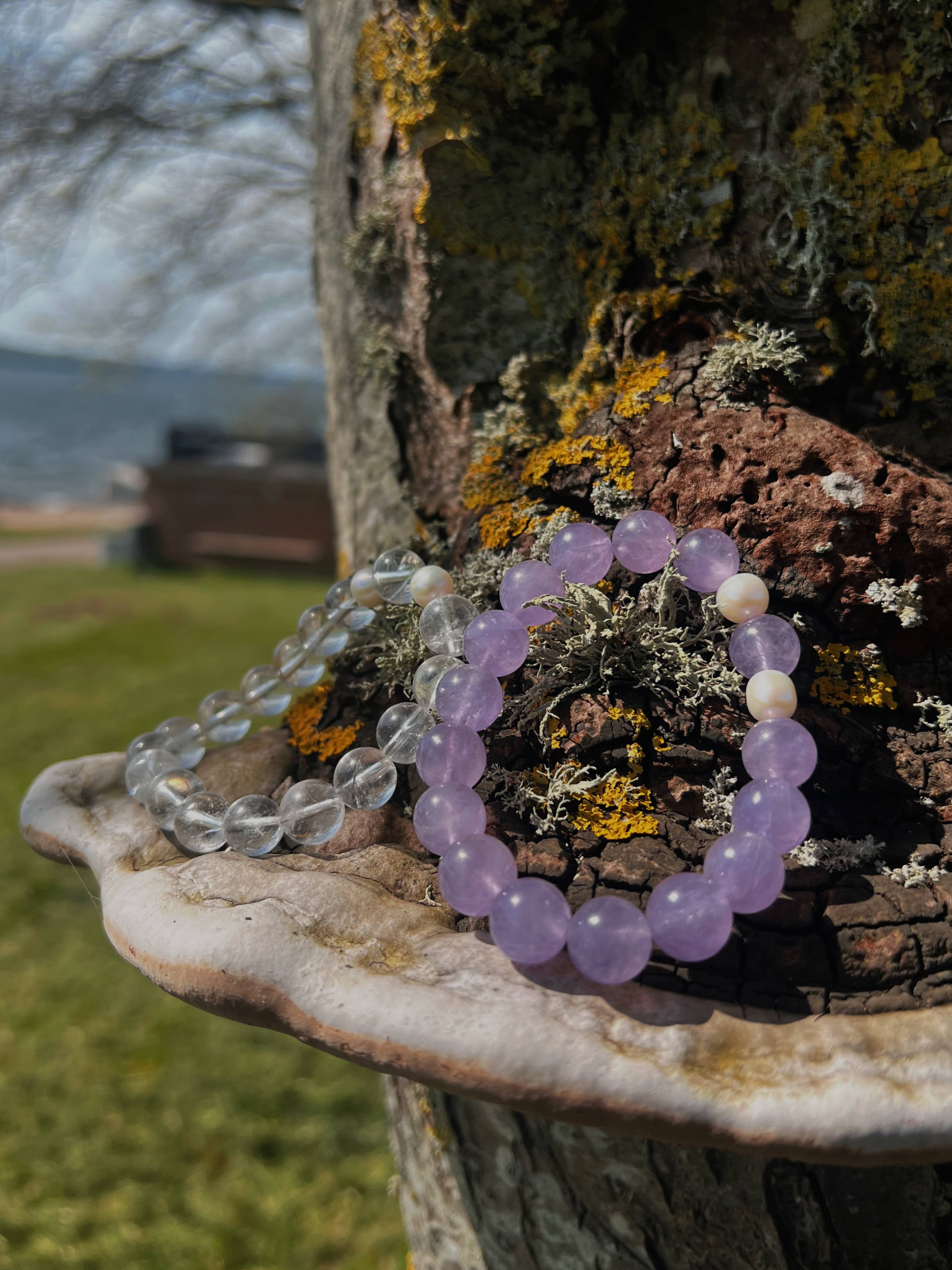 Amaré - Wholesale Beaded Bracelet - Lavender Amethyst & Pearl Bracelet – 10mm Beaded Gemstone4