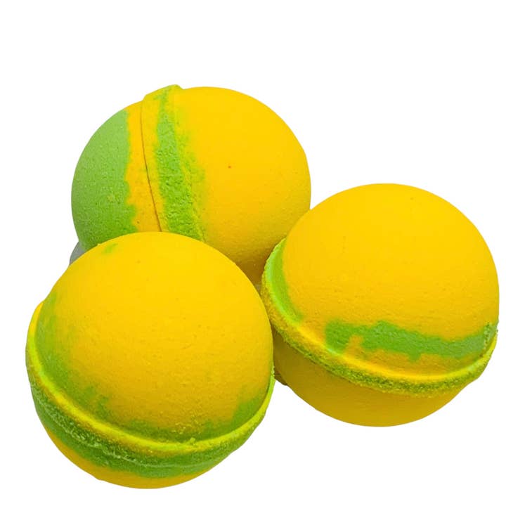 Bombes de bain rondes Zinger au citron et à la lime pour la vente par Scrub Cosmetics