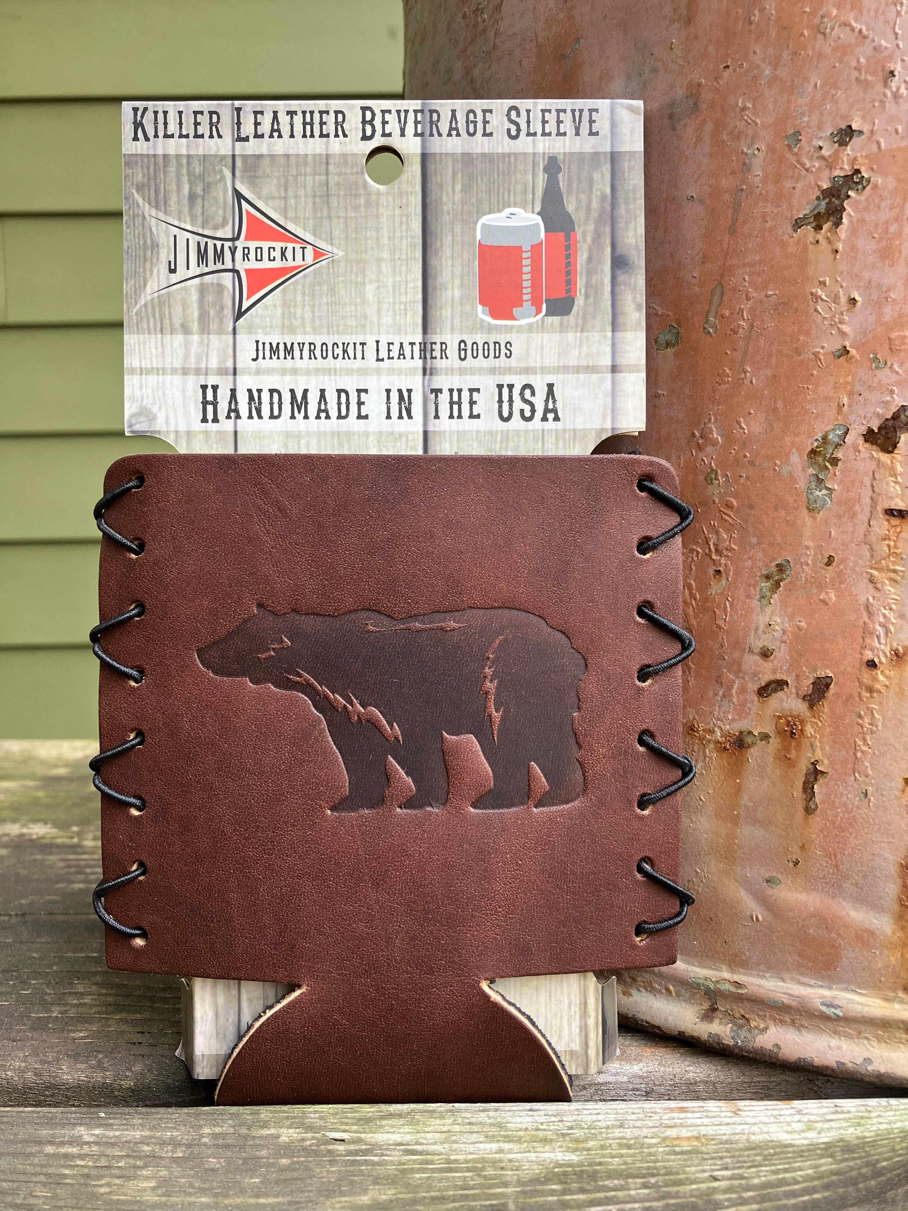 Jimmyrockit - Wholesale Drink Huggers & Koozies - Leather Koozie - Bear0