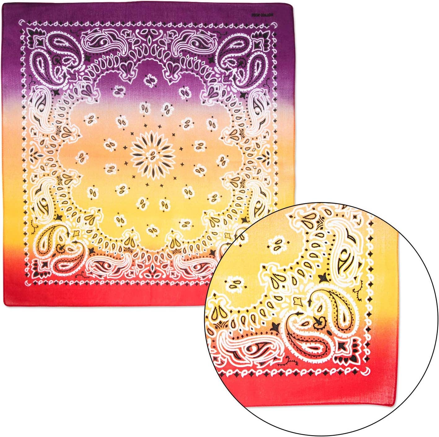 The Blissful - Wholesale Bandana - Unisex - Gradient Print Square Rainbow Paisley 100% Cotton Bandanas3