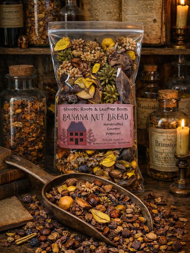 Banana Nut Bread Handcrafted Country Potpourri for wholesale by Shoots, Roots & Leather Boots