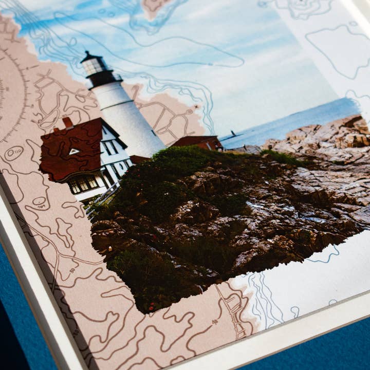 Abby Clark Creative - Wholesale Art Print - Portland Head Light Film Photography Nautical Map 8x10 Print1