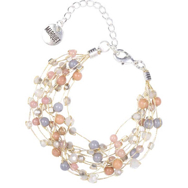 Marquet - Wholesale Beaded Bracelet - Reena Silk and Stone Bracelet with Printed Retail Price5