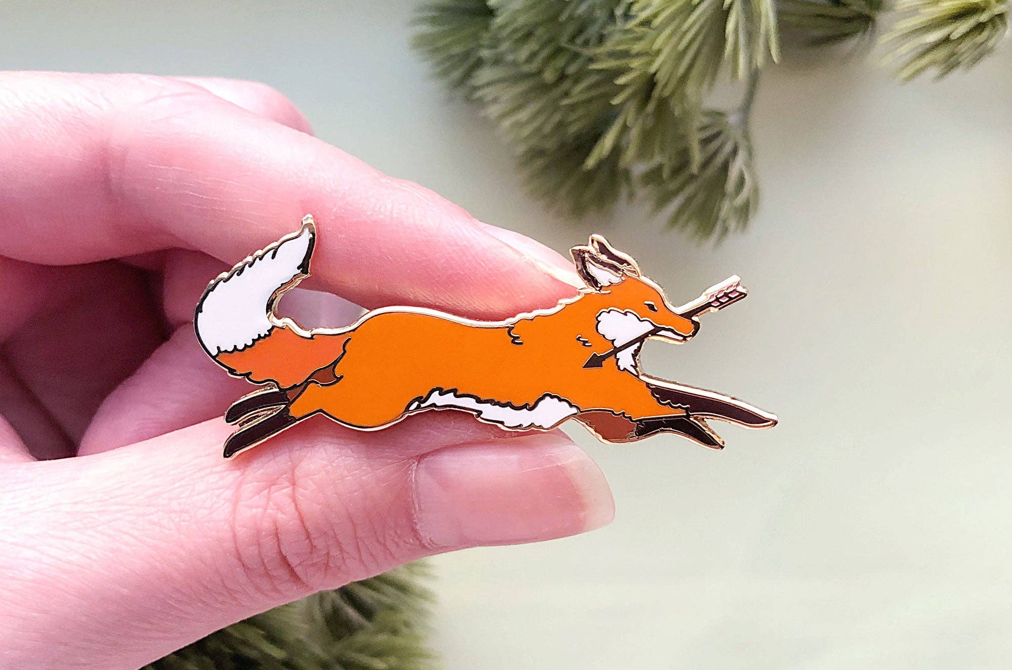 Alum and Ink - Wholesale Lapel Pin/Button - Red Fox Thief Enamel Pin2
