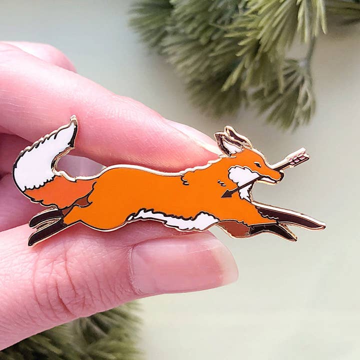 Alum and Ink - Wholesale Lapel Pin/Button - Red Fox Thief Enamel Pin2