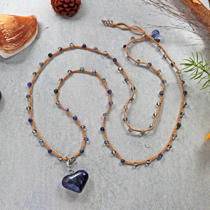 Lapis Lazuli Crochet Necklace Or Wrap Bracelet for wholesale by IST Jewelry