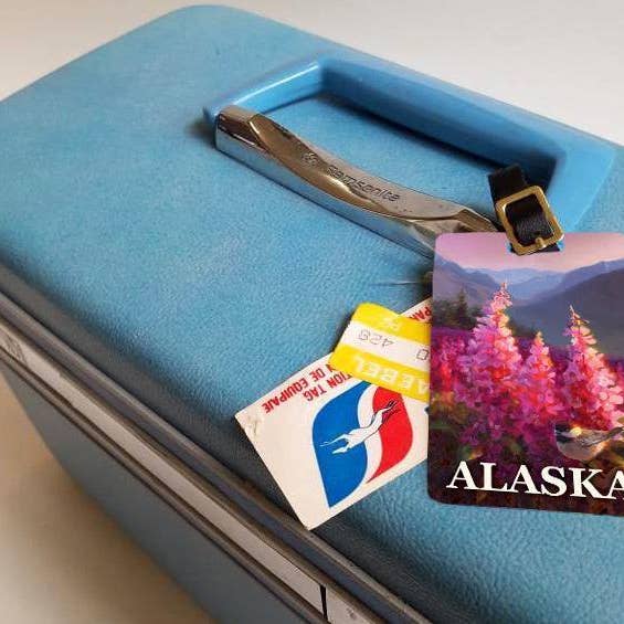 Whitworth Gallery - Wholesale Luggage Tag - Alaska Landscape Luggage Tag with Mountains and Wildflowers2