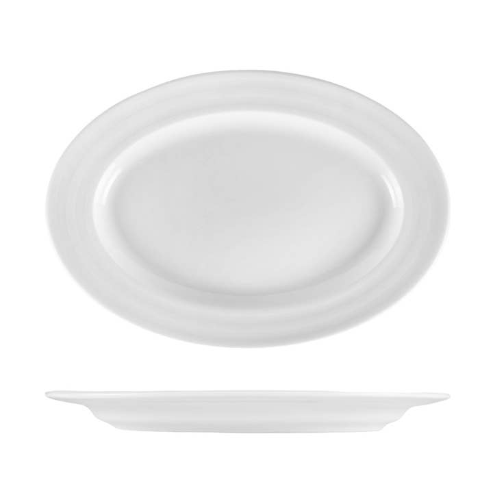 Porselein Lizbon 13,25" x 9,25" x h:1,25" Ovale Witte Porseleinen Schotel voor wholesale door TURGLA HOME