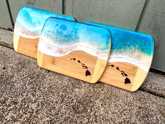 TBM Creations LLC - Wholesale Cheese Board - HAWAIIAN ISLANDS Ocean Charcuterie board Maui made2