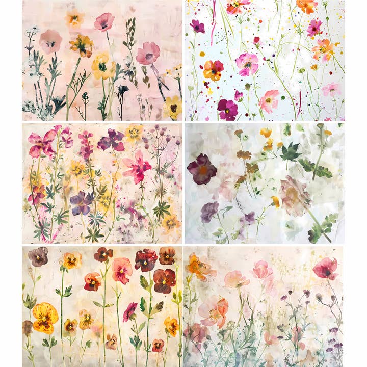 Craft Kreatively - Vendita all'ingrosso Attrezzature per lavoretti e fai da te - Flora Pressata | Carta di Riso per Decoupage | 6 disegni | A4