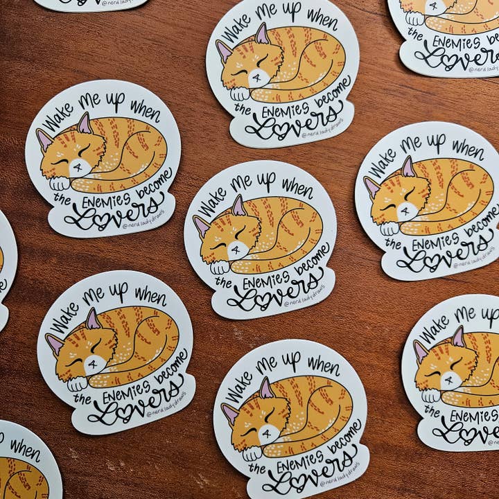Nerd Lady Designs - Wholesale Sticker - Enemies to Lovers Sleeping Kitty Sticker6