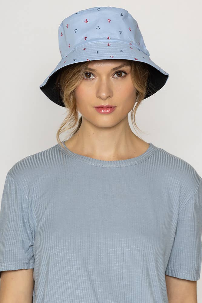 Hana - Wholesale Bucket Hat - Women's - Anchor Pattern Print Bucket Hat2