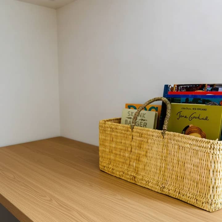 Melecraft - Vente Paniers - Panier de rangement en roseau tissé à la main Décor bohème pour chambre d'enfant4