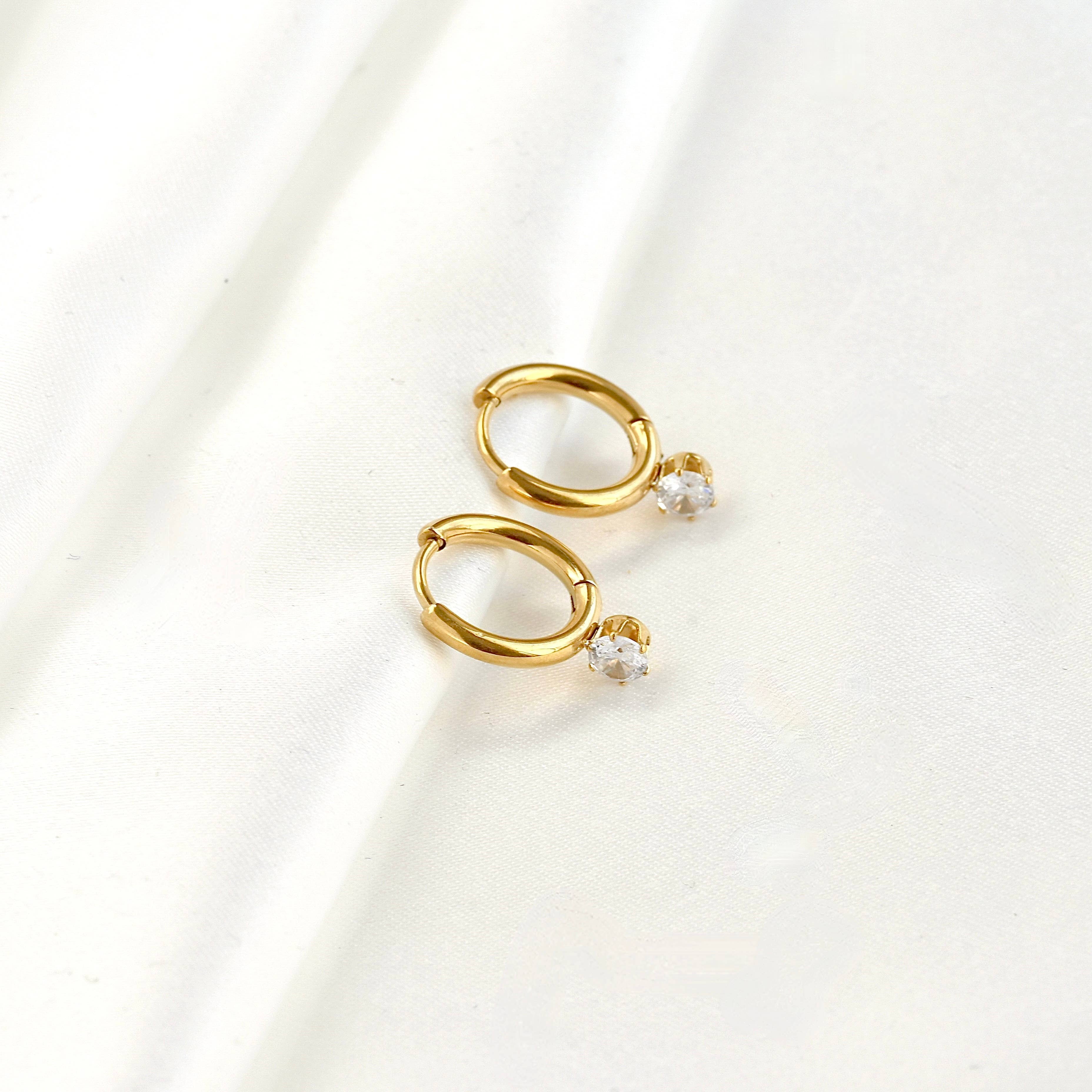 Blueyejewelry - Vendita all'ingrosso Orecchini a cerchio - Cerchi con diamanti impermeabili - Orecchini a cerchio con ciondolo con diamanti5