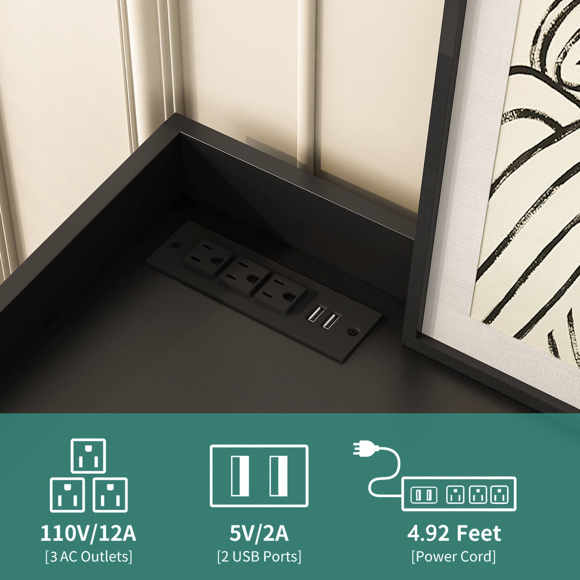 39F Inc. - Wholesale Cabinet - 8-Drawer Dresser with LED, Fluted Panel, Black10