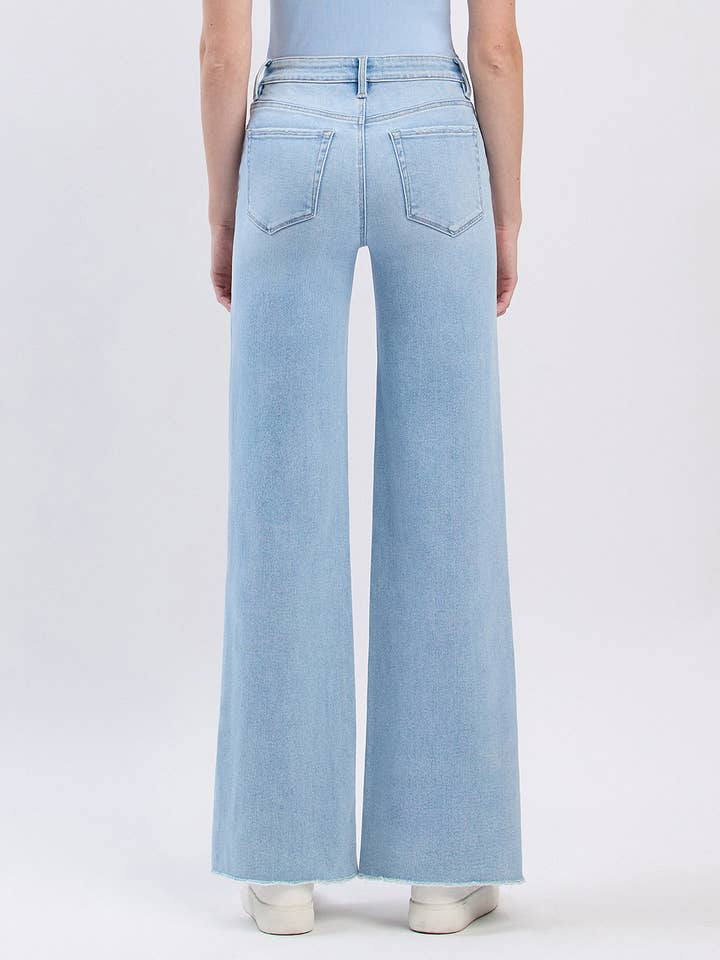 JUDY HIGH RISE RAW HEM WIDE LEG JEANS T6688 for wholesale on Faire1