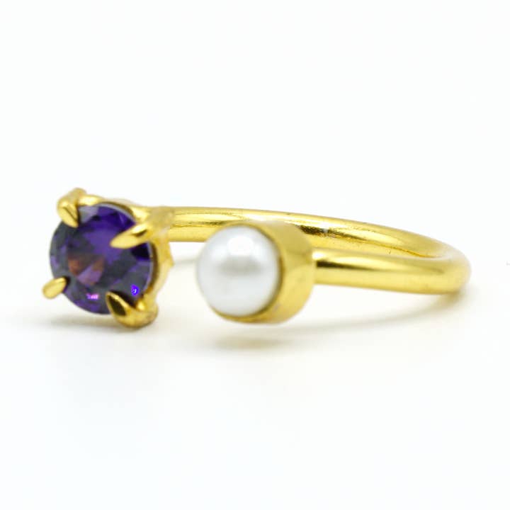 Anel de pérolas de cristal: cores. Moda feminina. ajustável por atacado de Ele Velandia