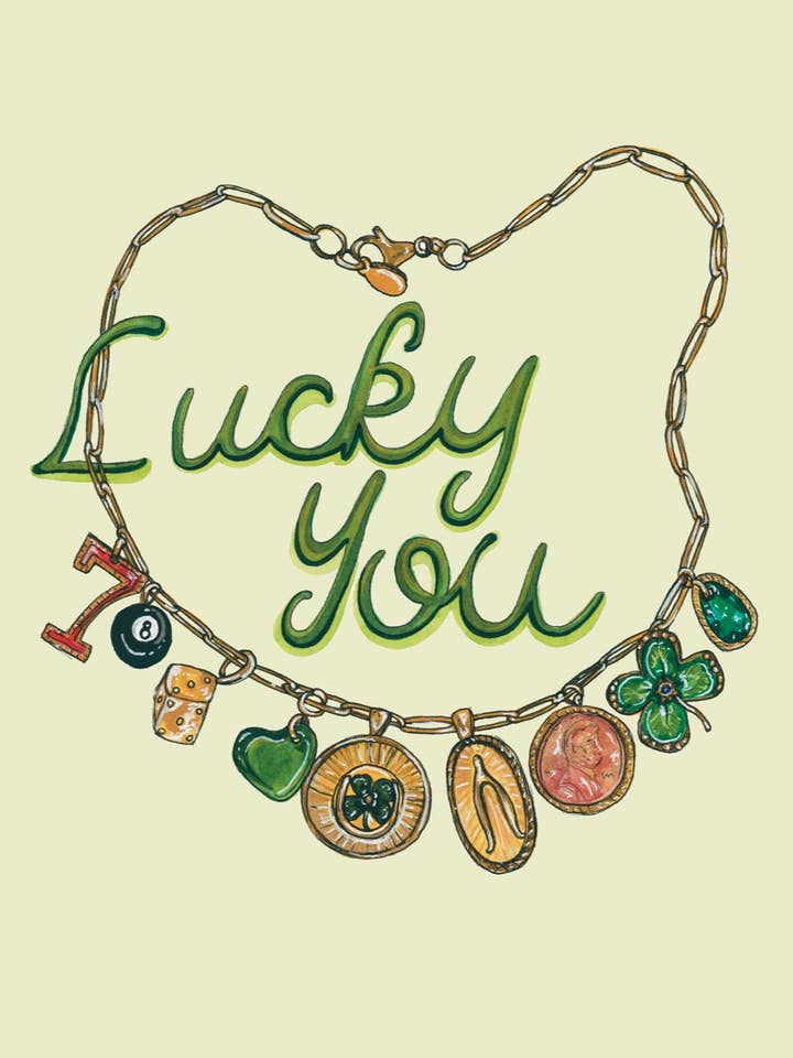 Impression artistique sur le collier à breloques « Lucky You » pour la vente par artxnikki