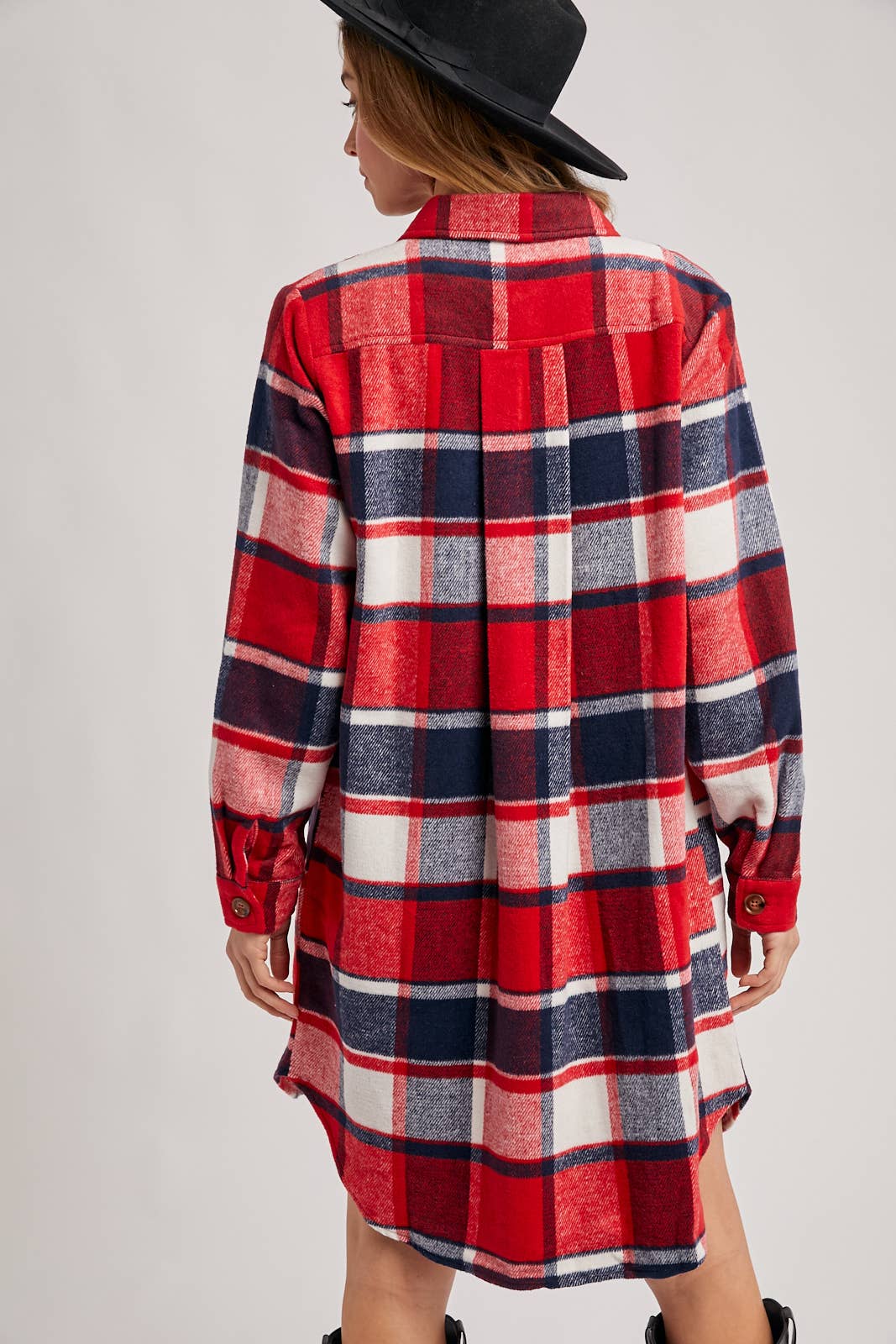 Bluivy – Engroshandel Skjortejakke/shacket – til kvinder – FLANNEL PLAID LANGLINE SHACKET49