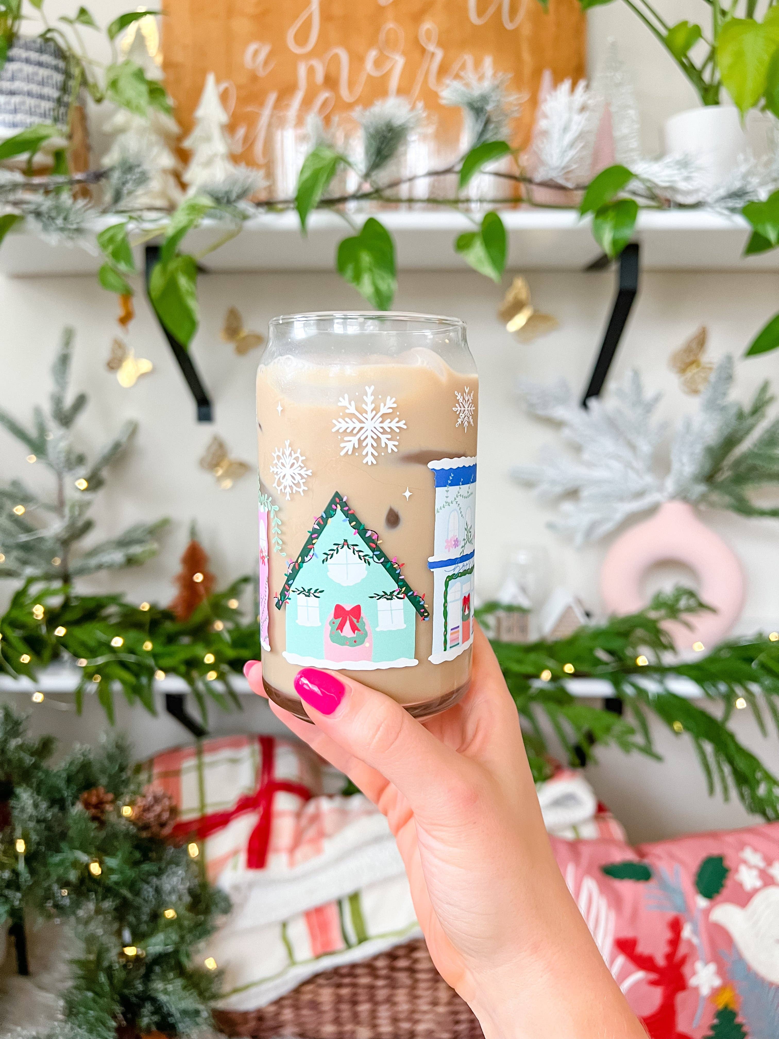 Hart and Flora Shop - Wholesale Drinking Glass/Cup - 16oz Holiday Town Glass4