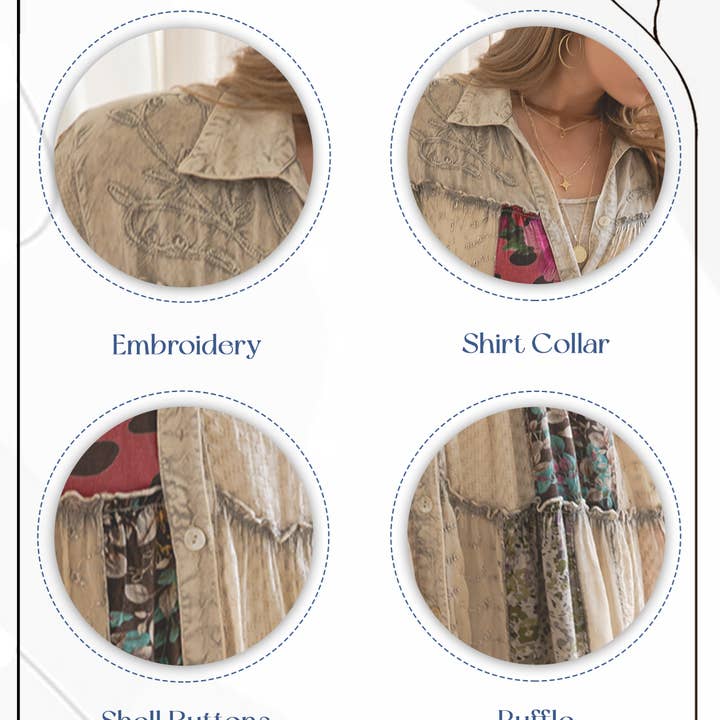 Young Threads - Wholesale Dress - Women's - Artisan Embroidered Jhabla Shirt Dress in Mixed Motifs PLUS16