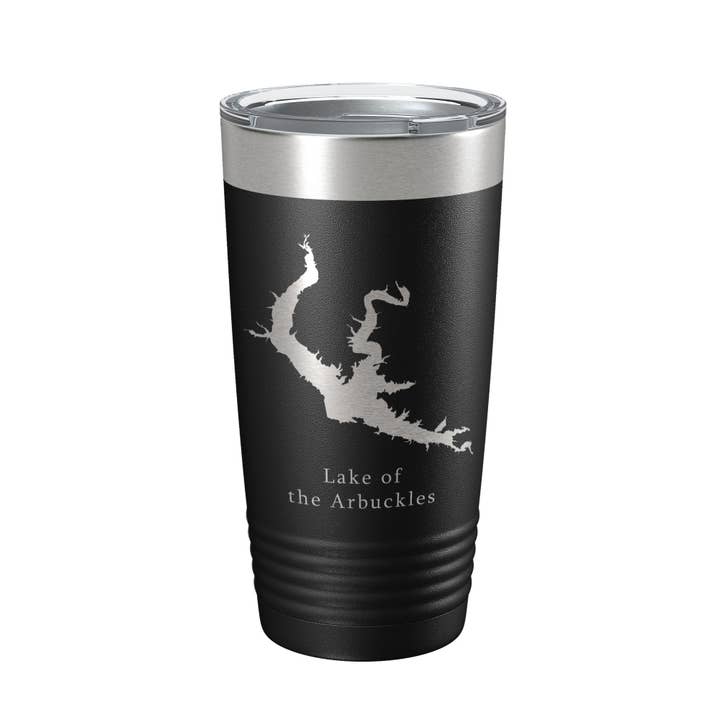 Lake of the Arbuckles Map Tumbler Travel Mug Insulated Laser Engraved Coffee Cup Oklahoma 20 oz for wholesale by CarveBright