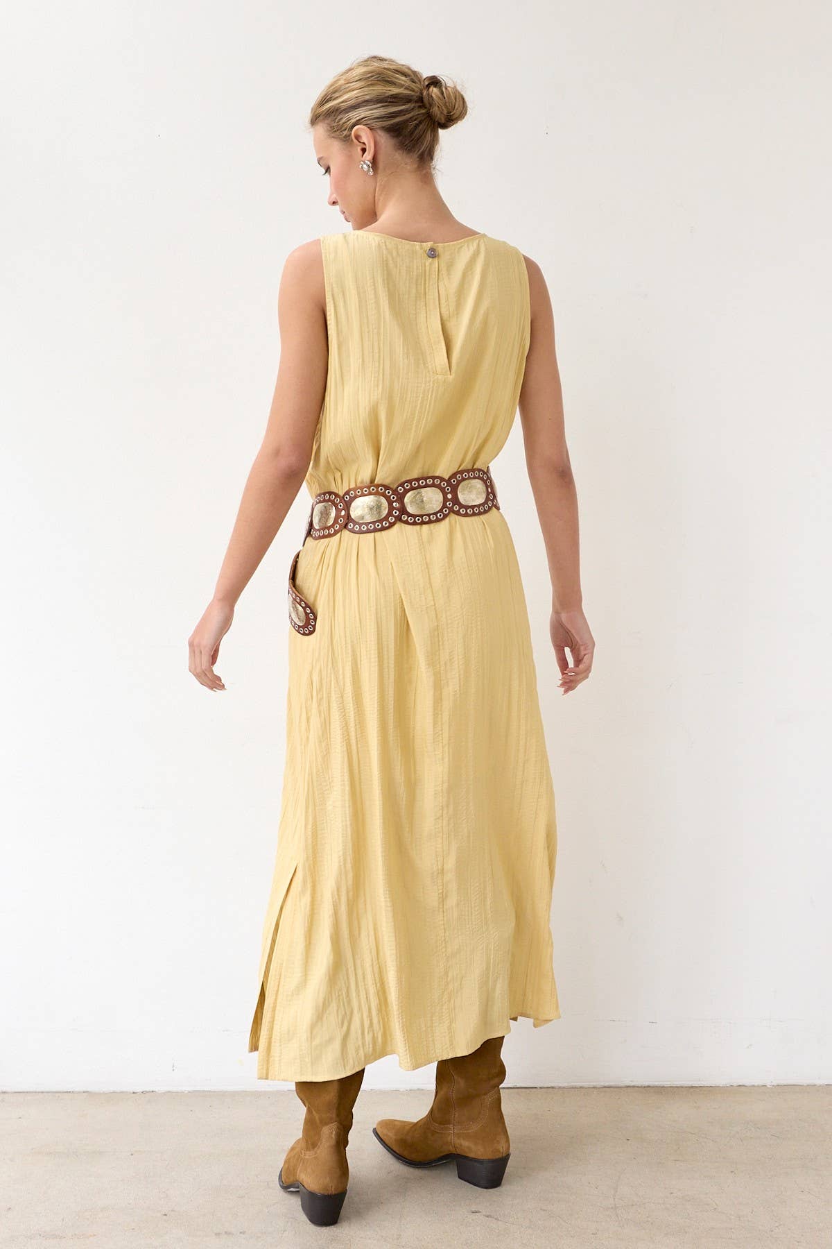 MUTE YELLOW Textured Easy Dress With Slip Dress - RD1103 for wholesale on Faire6