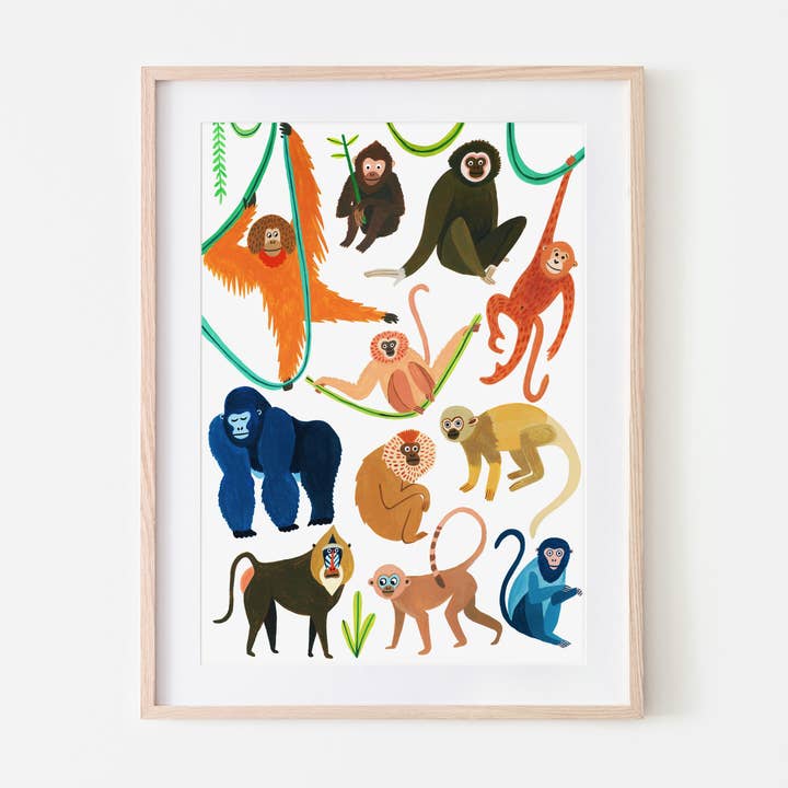Amber Davenport Art – wholesale Art print – Monkeys of the Jungle Art Print - Unframed
