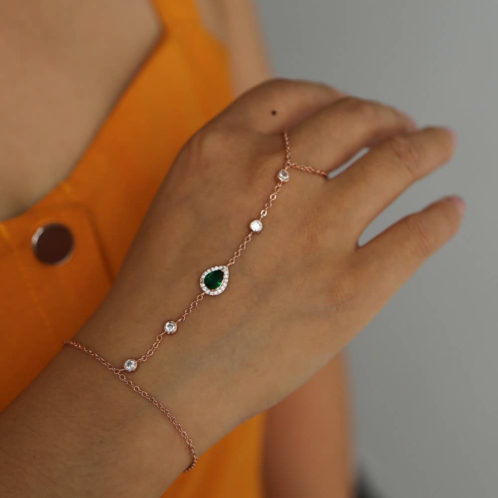 HoopLa - Vente Parures de bijoux - Chaîne de main en argent sterling avec bague et bracelet à cristaux7