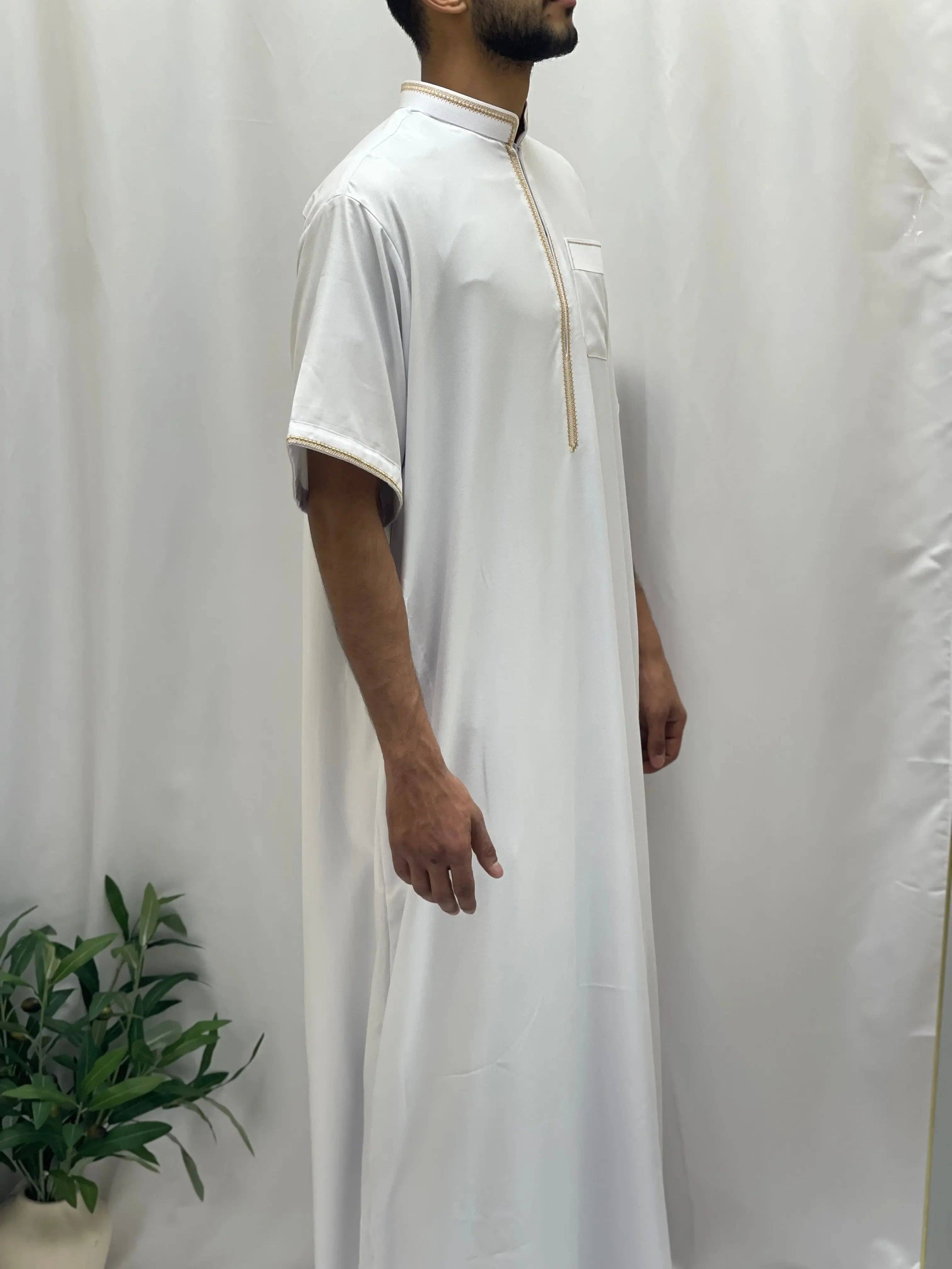 Palestinian Elegance - Wholesale  - Timeless Elegance: Men's Durable Kaftan Thobe with Gold Details17
