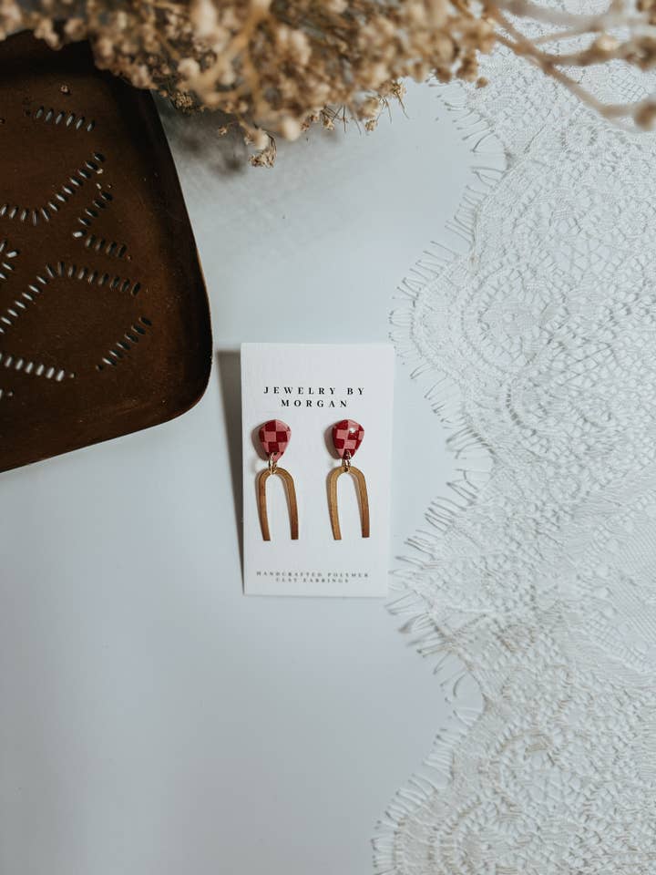 Pink & Red Checker Dangles for wholesale by Jewelry by Morgan