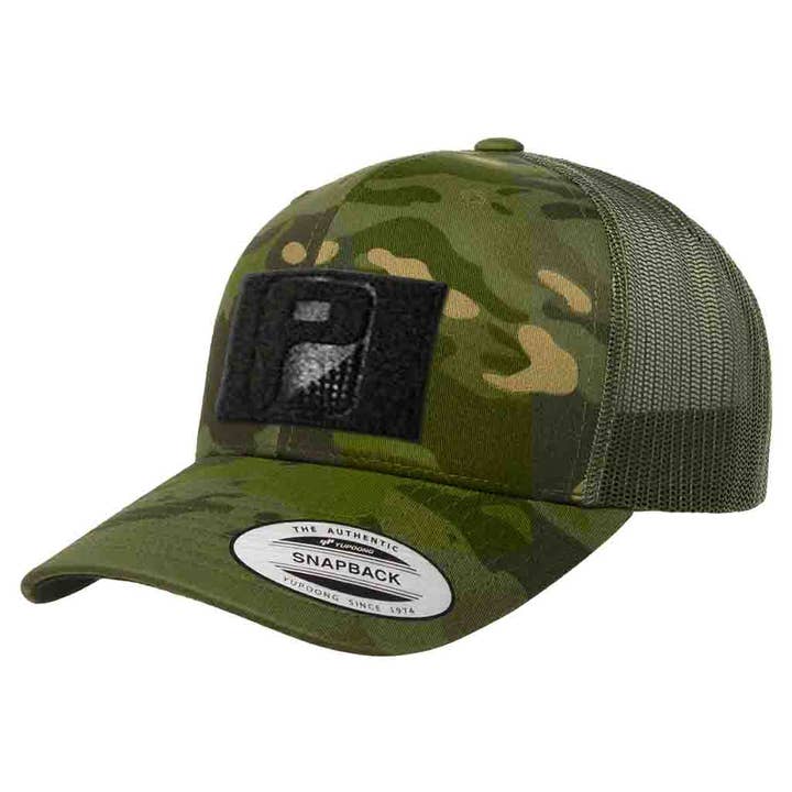 Multicam® Trucker Curved Bill Snapback Hat by Pull Patch (Tropical Camo/Green) for wholesale by Pull Patch