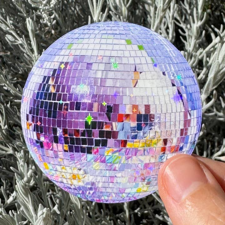 Pegatina brillante de bola de discoteca (púrpura) con purpurina para venta al por mayor de Julia Ockert